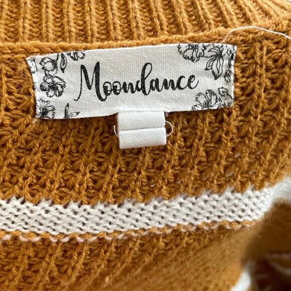 3/$15 Moondance Women's Mustard Yellow Stripes Fall Long Cardigan Sweater Small - Picture 8 of 11